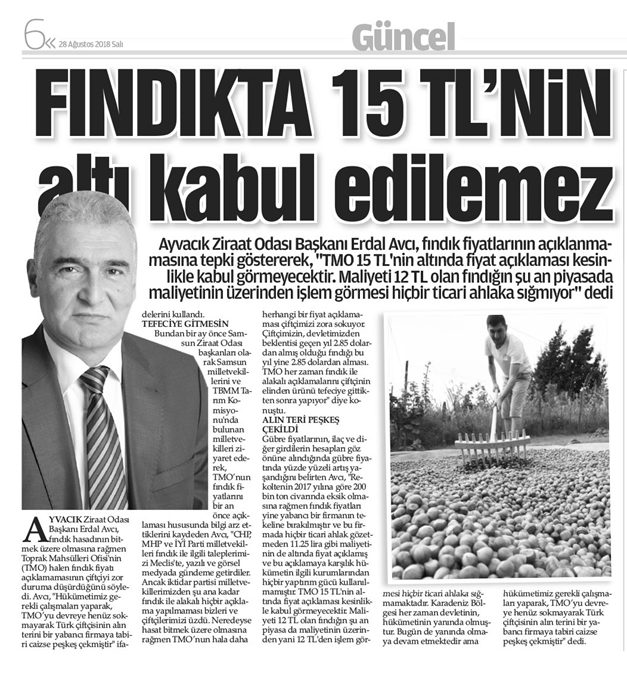 Samsun Ayvacık Ziraat Odası Başkanı Röportajı