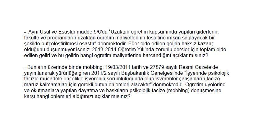 Uzaktan Eğitim Raporu ve OMÜ Rektörlüğü'ne Sorular