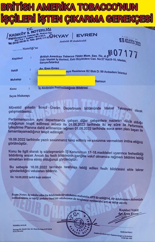 Bat'ın işçileri işten çıkarma gerekçesi