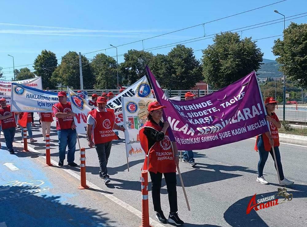 OMÜ çalışanlardan tabutlu eylem!