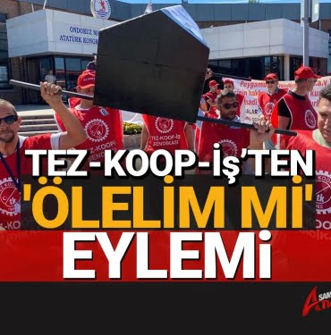 OMÜ çalışanlardan tabutlu eylem!