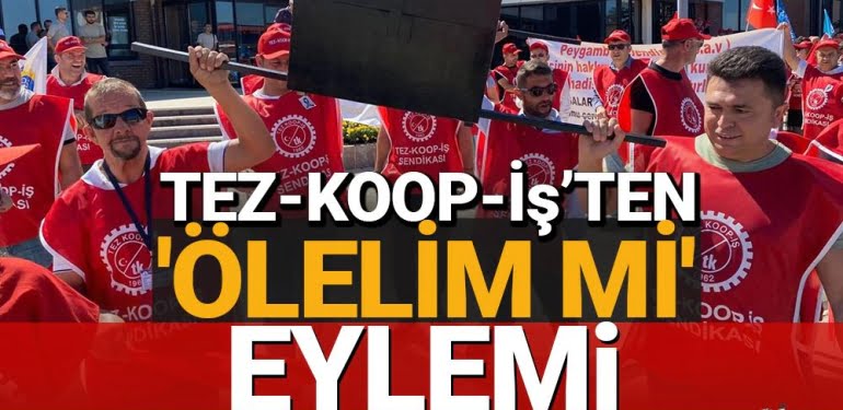 OMÜ çalışanlardan tabutlu eylem!
