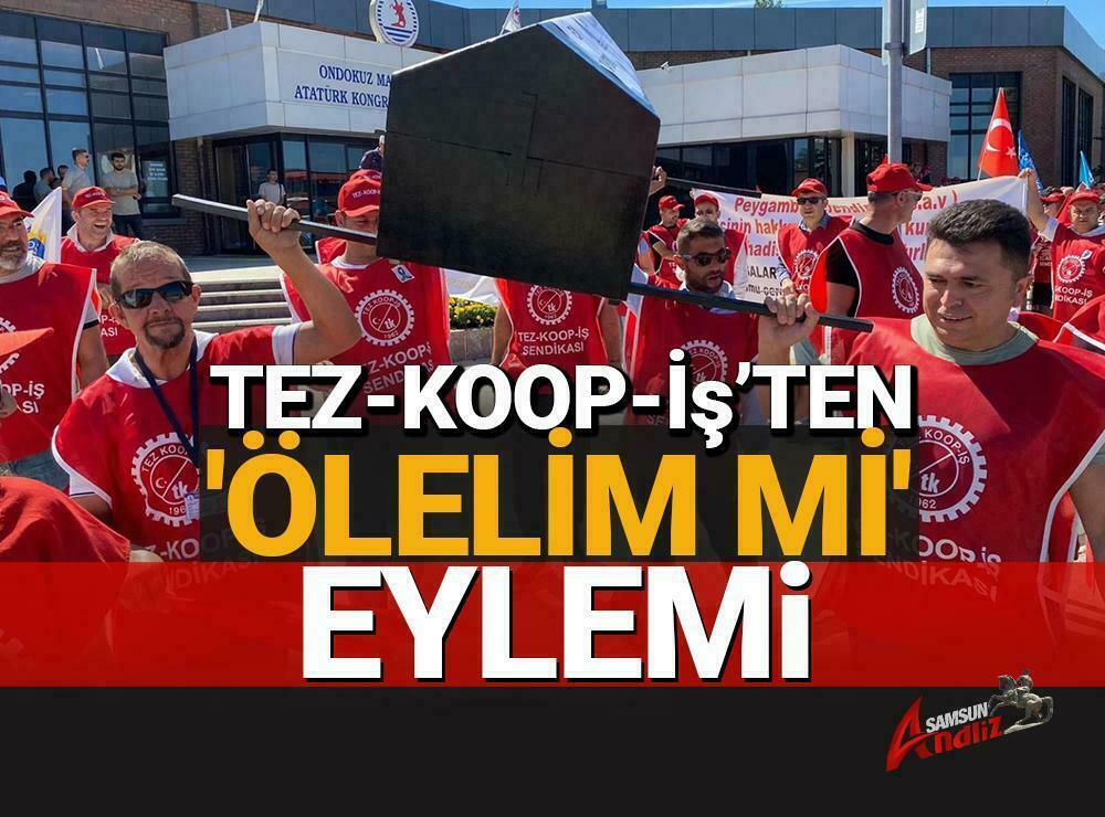 OMÜ çalışanlardan tabutlu eylem!