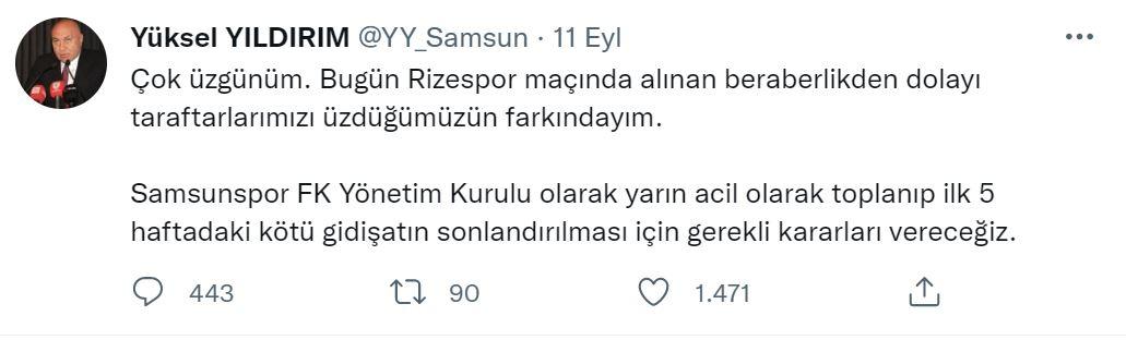 Samsunspor'da Bektaş dönemi bitti