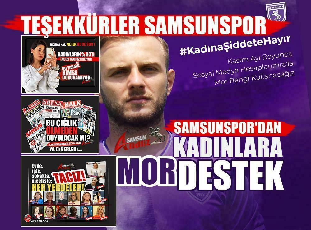 Samsunspor, kadına şiddette sessiz kalmadı