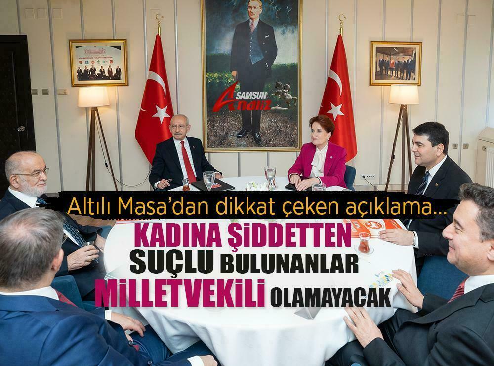 Altılı Masa’dan kadına destek