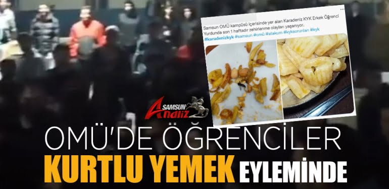 OMÜ'lü öğrencilerden 'kurtlu yemek' eylemi
