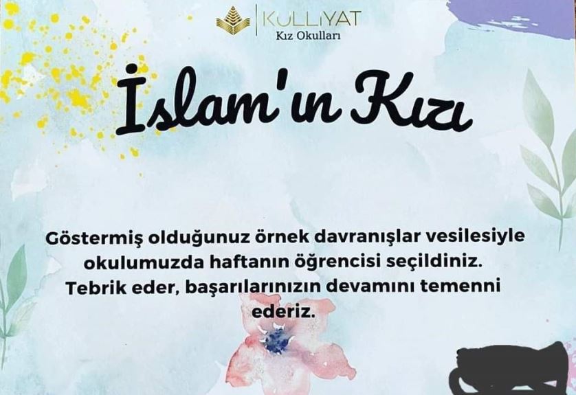 'İslam Kızı' belgesi