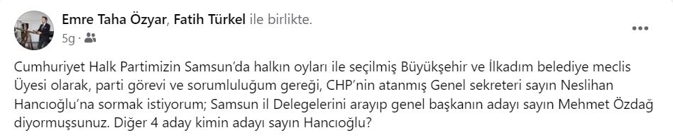 Emre Taha Özyar Facebook Paylaşımı