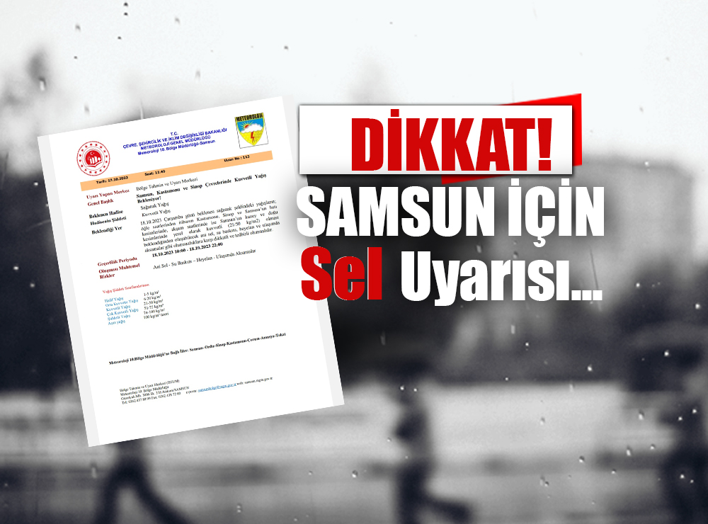 Samsun İçin Sel Uyarısı