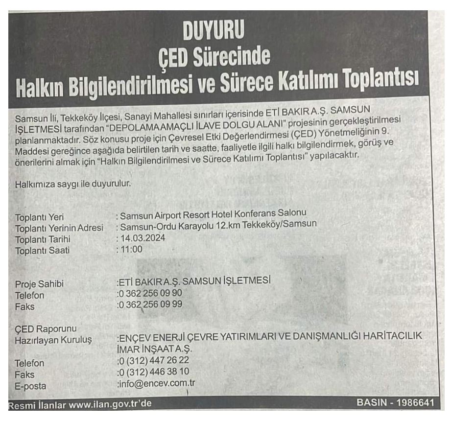 Samsun'daki Kimyasal Atık Tesisi Projesi Tepki Topluyor