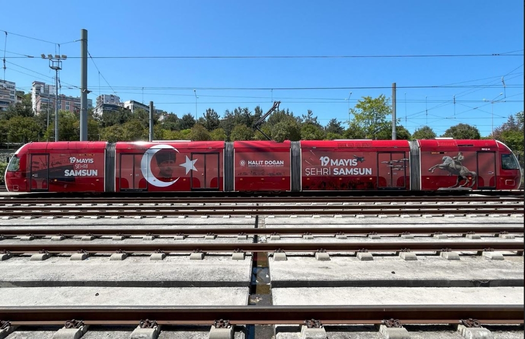 Samsun Tramvaylarına 19 Mayıs'a Özel İmaj