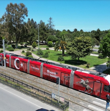 Samsun Tramvaylarına 19 Mayıs'a Özel İmaj