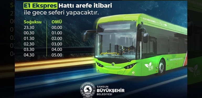 Samsun’da Gece Ulaşımı Başlıyor