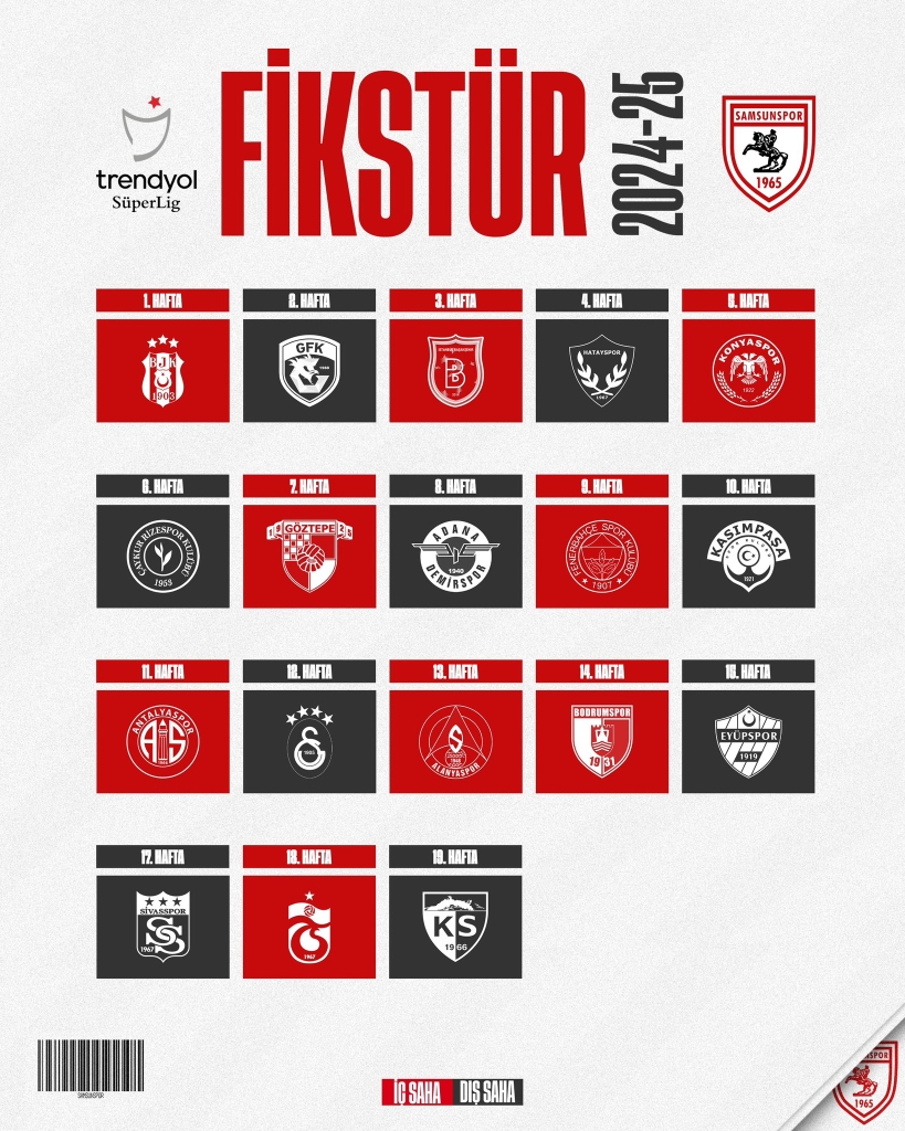 Samsunspor'un Maç Programı