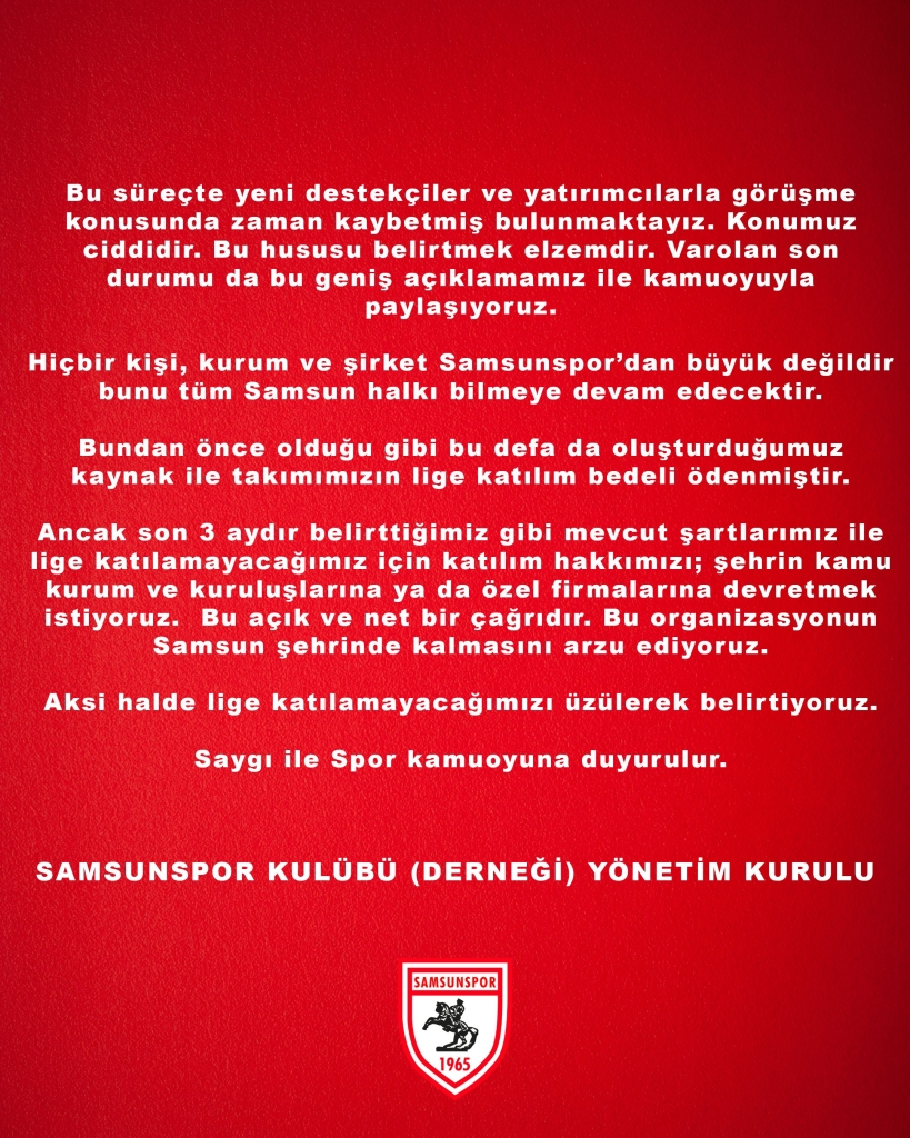 Samsunspor Basketbol Sponsor Arıyor