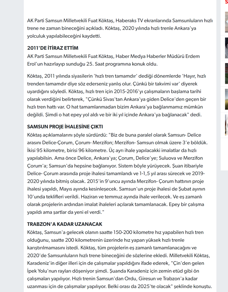 Fuat Köktaş'ın Haber Gazetesinde Çıkan Açıklaması