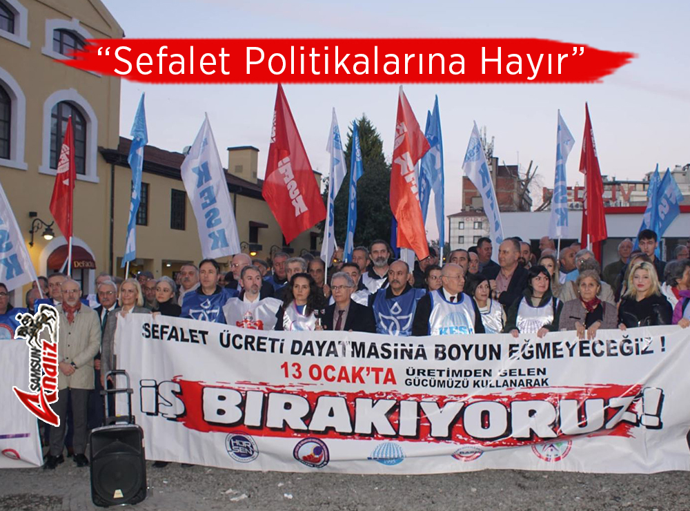 Samsun’da Kamu Çalışanları ve Emeklilerden Enflasyon Protestosu