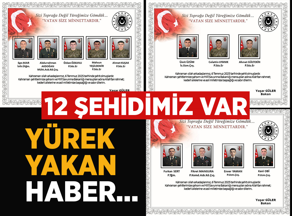 Pençe-Kilit Harekâtı’nda 12 Şehit