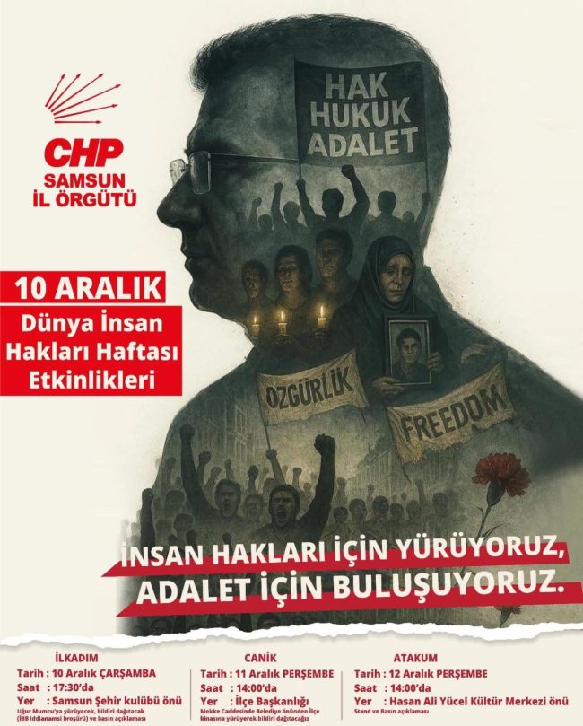 CHP Samsun’dan Adalet ve İnsan Hakları Yürüyüşü