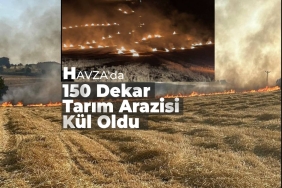 Havza’da Gece Yarısı Anız Yangını