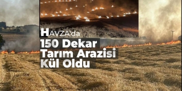 Havza’da Gece Yarısı Anız Yangını