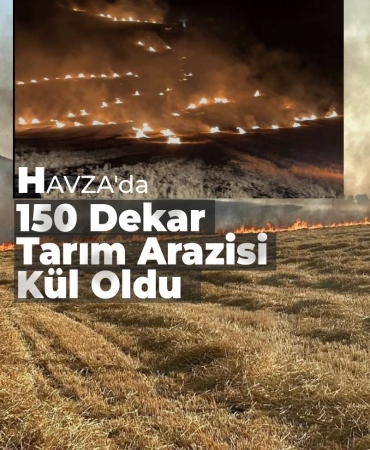 Havza’da Gece Yarısı Anız Yangını